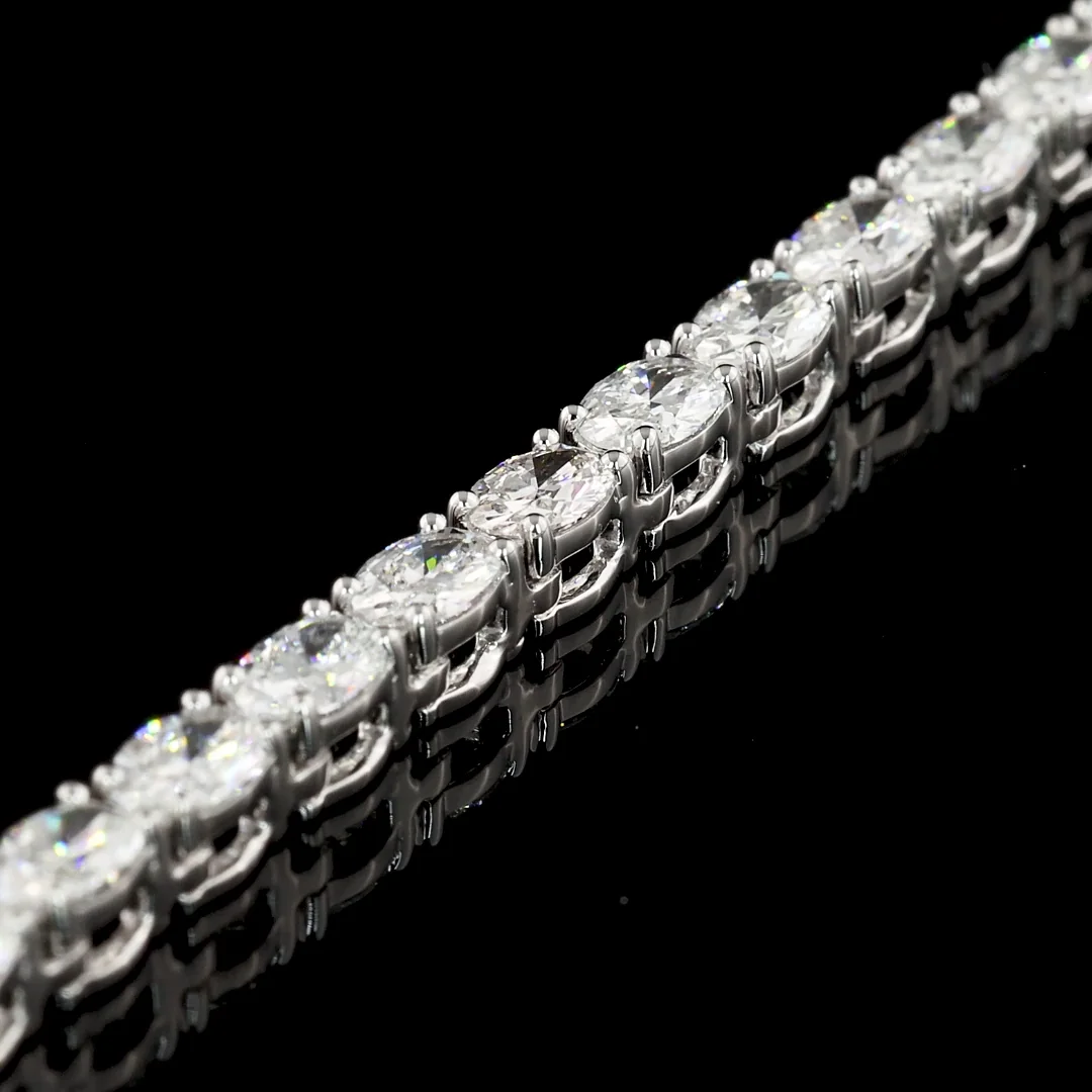 11.74 Cts 14k White Gold Oval Shape Tennis Necklace - Image 3