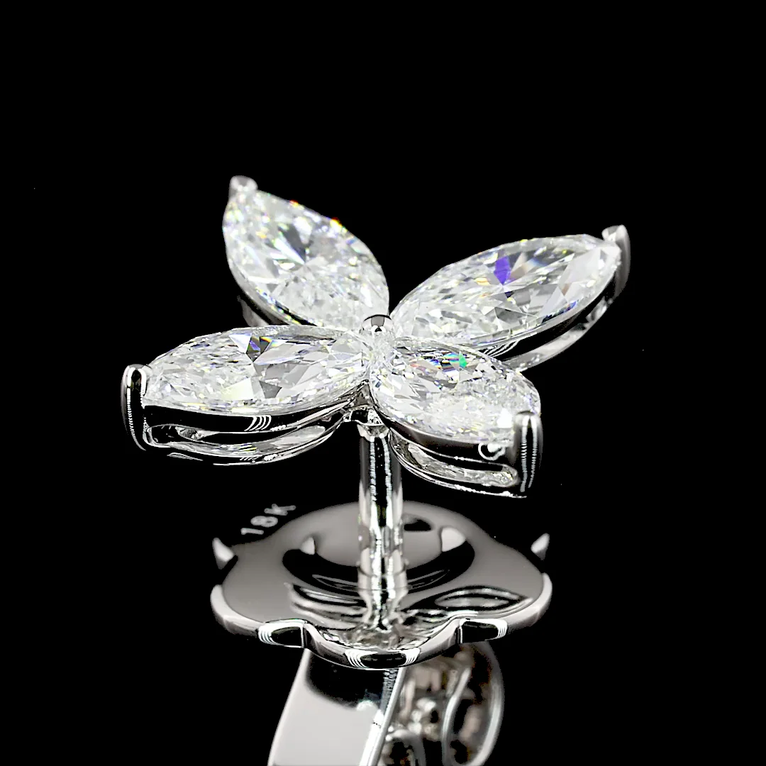 1.16 Cts 18k White Gold Marquise Shape Studs Earring - Image 4