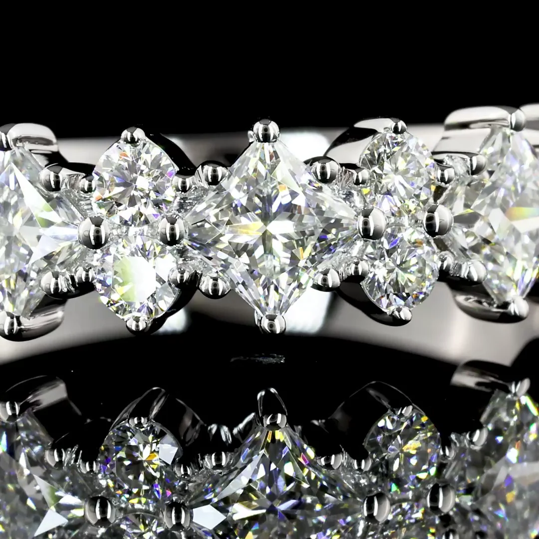 1.36 Cts 14k White Gold Mix Shape Half Eternity Eternity Band - Image 2