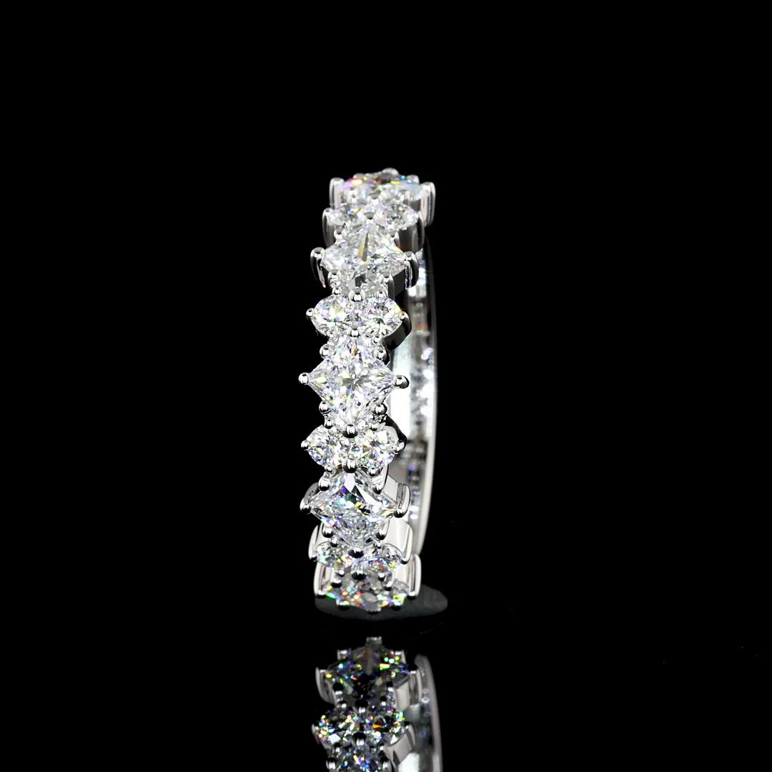 1.36 Cts 14k White Gold Mix Shape Half Eternity Eternity Band - Image 3