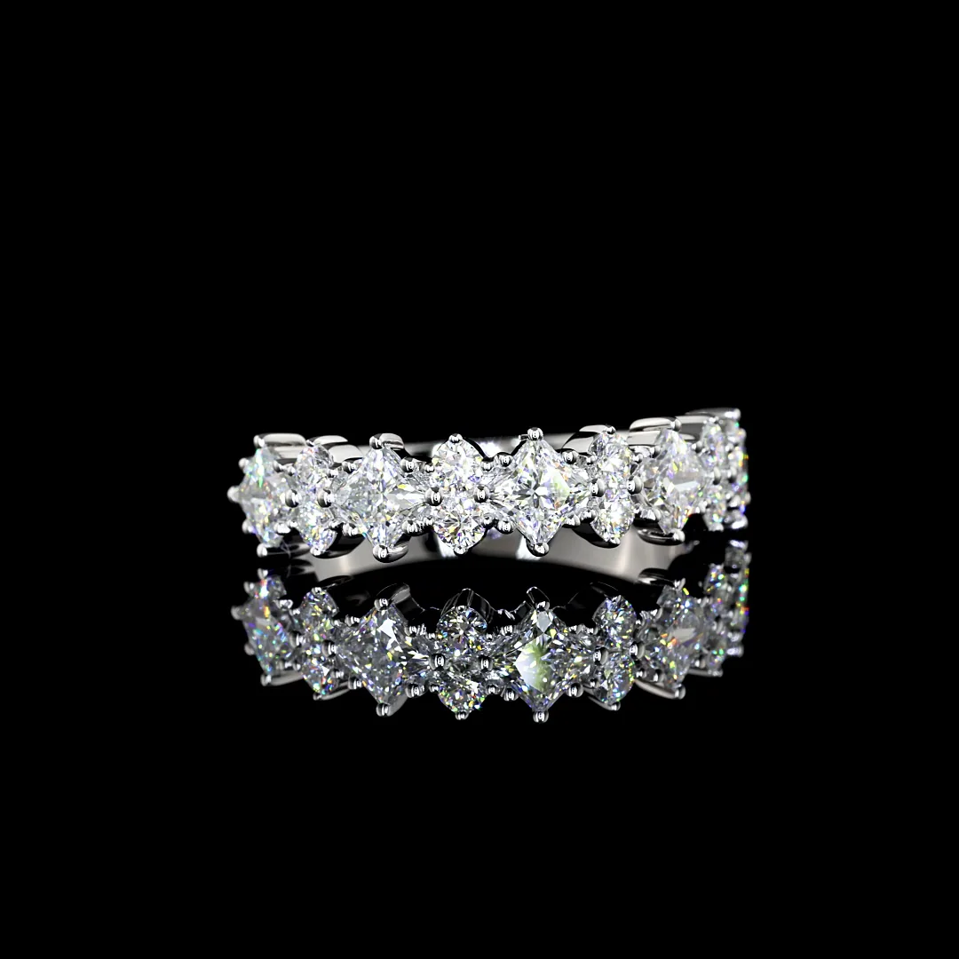 1.36 Cts 14k White Gold Mix Shape Half Eternity Eternity Band - Video