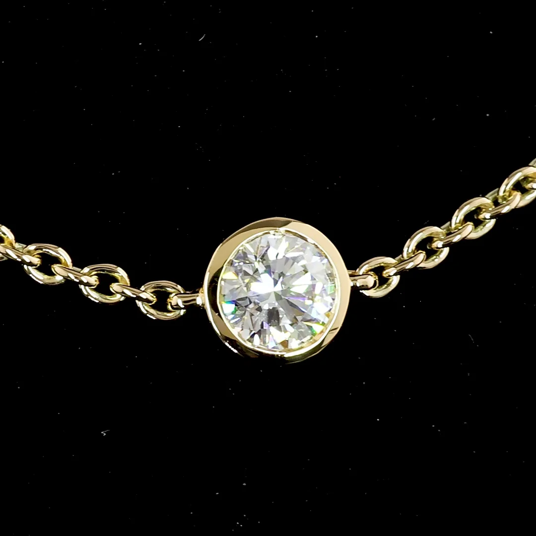 2.02 Cts 18k Yellow Gold Round Shape Station Necklace - Image 2