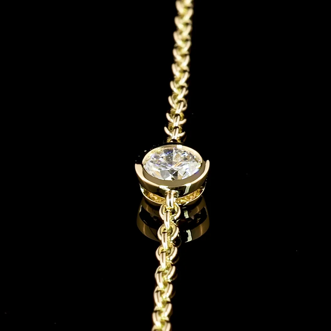 2.02 Cts 18k Yellow Gold Round Shape Station Necklace - Image 3