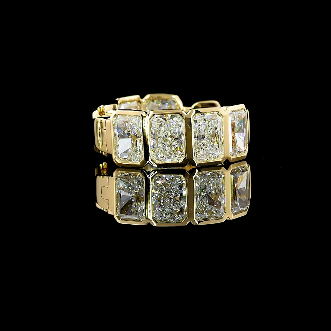 3.17 Cts 14k Yellow Gold Radiant Shape Huggies Earring - Image 4