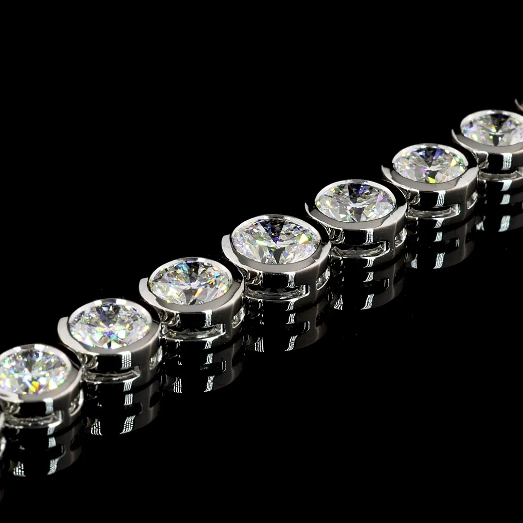 24.36 Cts 14k White Gold Round Shape Riviera Necklace - Image 3