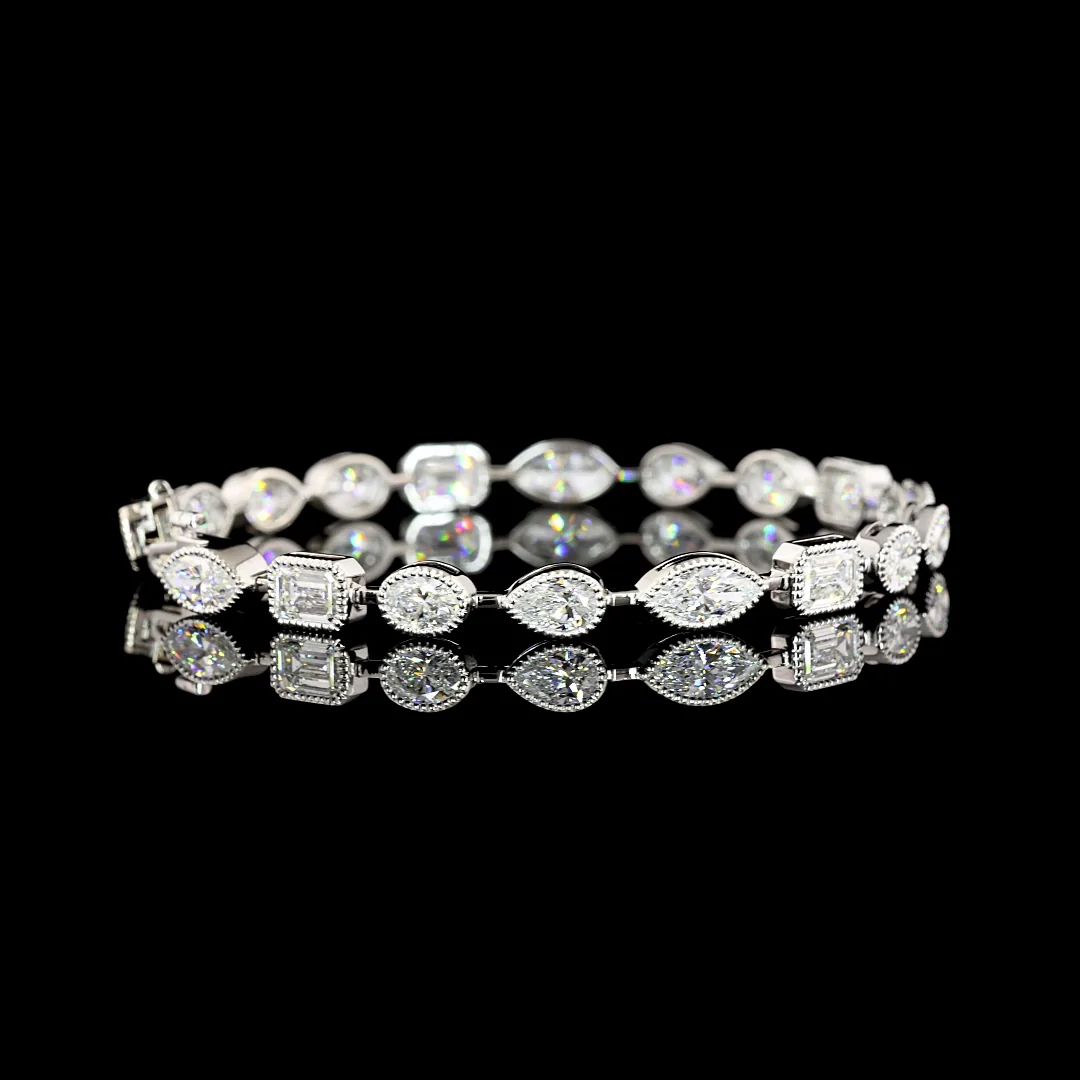 10.01 Cts 18k White Gold Mix Shape Tennis Bracelet - Video