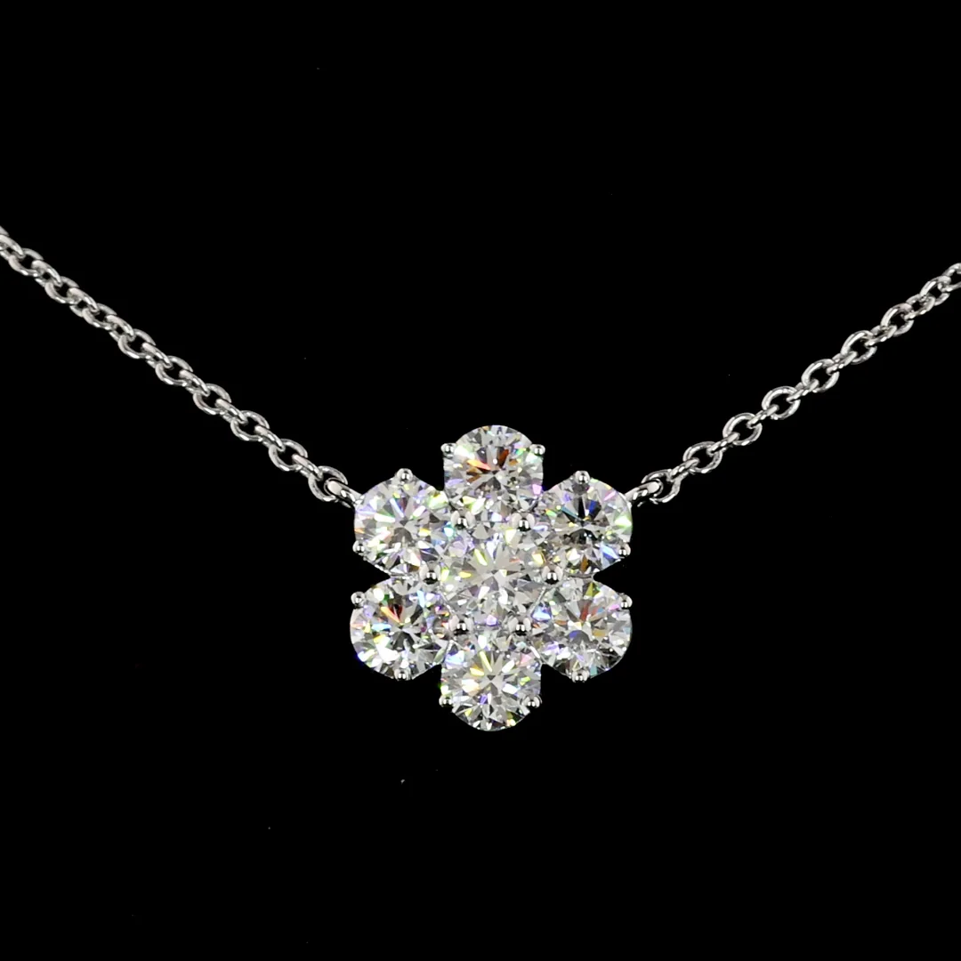 4.93 Cts 18k White Gold Round Shape Station Necklace - Image 2
