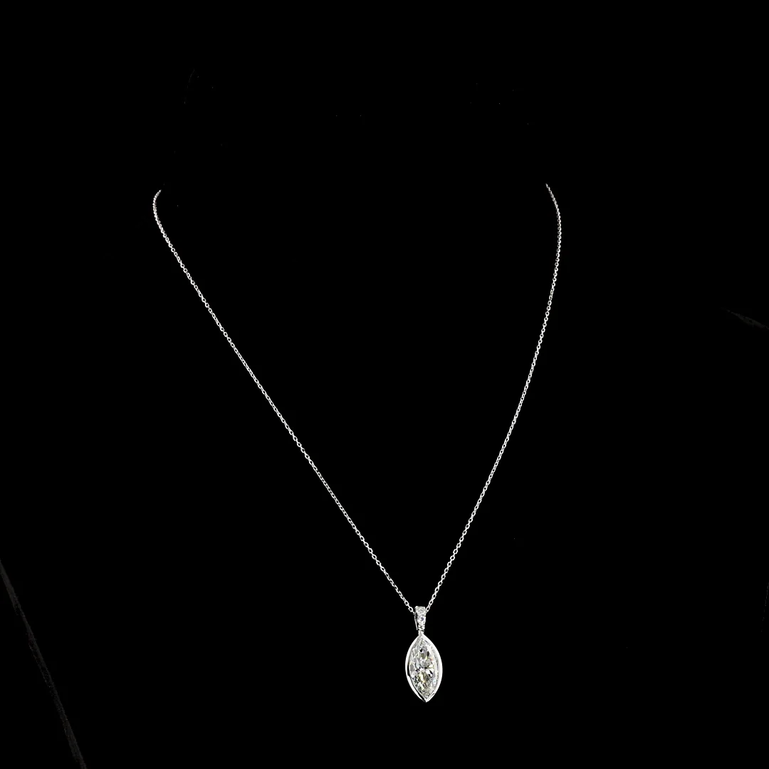2.62 Cts 14k White Gold Marquise Shape Pendant Pendant - Video