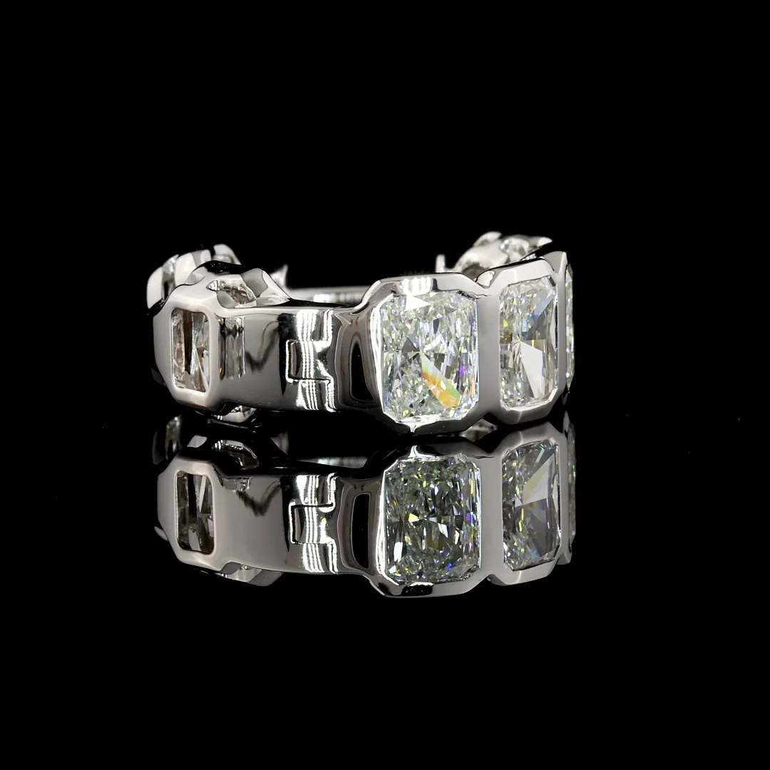 3.95 Cts 14k White Gold Radiant Shape Huggies Earring - Image 3