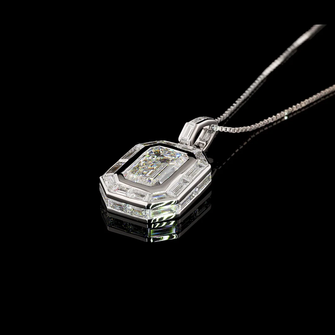 8.94 Cts 14k White Gold Mix Shape Pendant Pendant - Image 4