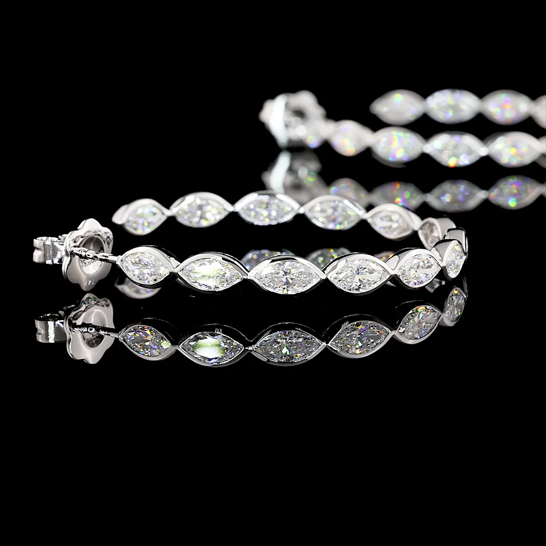 6 Cts 14k White Gold Marquise Shape Hoops Earring - Image 4
