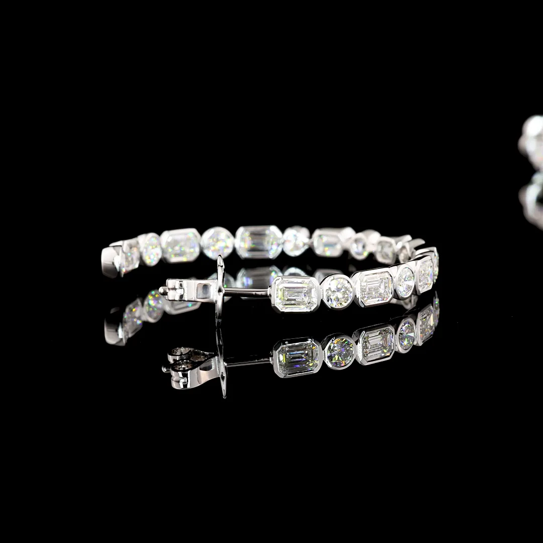 6.08 Cts 14k White Gold Mix Shape C Hoops Earring - Image 4