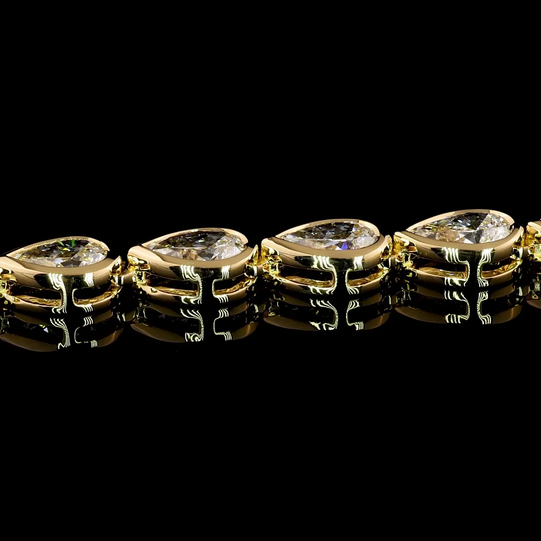 11.86 Cts 14k Yellow Gold Pear Shape Tennis Necklace - Image 4