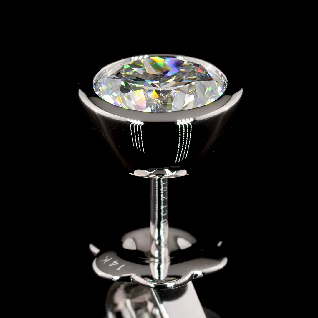 2.01 Cts 14k White Gold Round Shape Studs Earring - Image 4