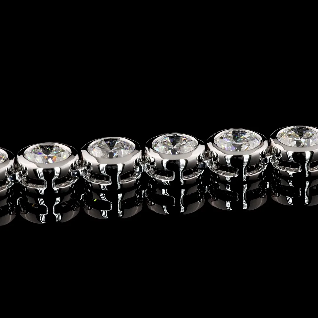 25.2 Cts 14k White Gold Round Shape Tennis Necklace - Image 3