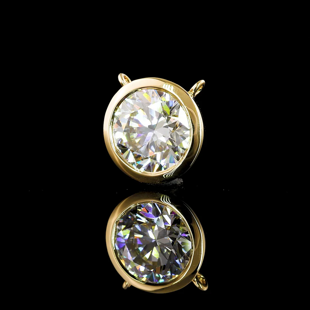 3.13 Cts 14k Yellow Gold Round Shape Solitaire Pendant - Image 3