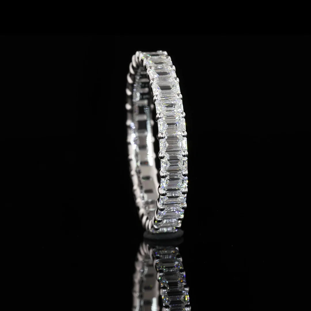 2.06 Cts 14k White Gold Emerald Shape Eternity Band Eternity Band - Image 3