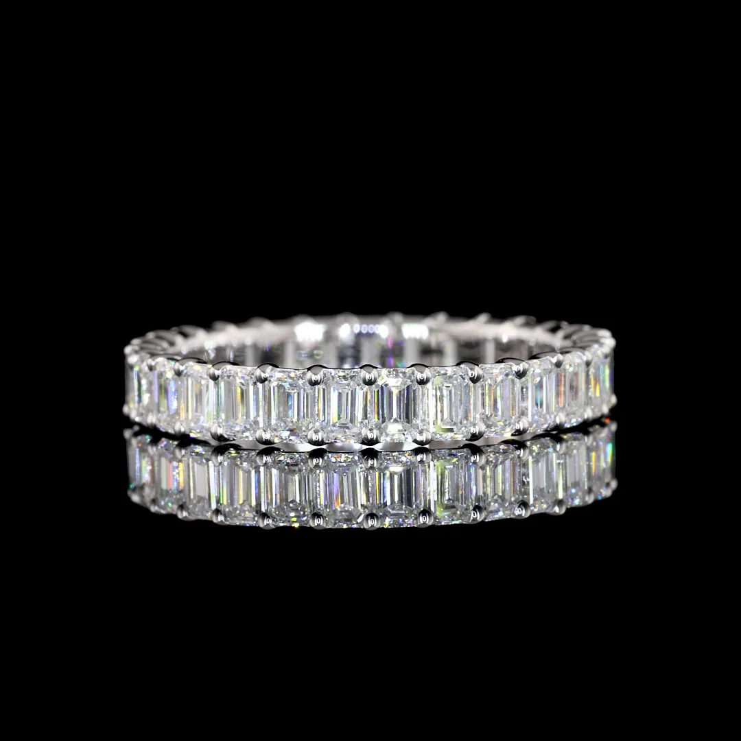 2.06 Cts 14k White Gold Emerald Shape Eternity Band Eternity Band - Video