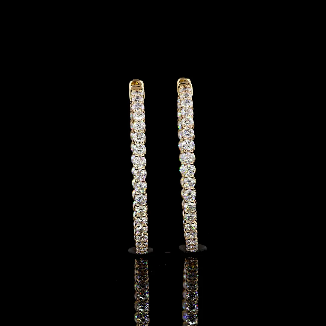 3.08 Cts 14k Yellow Gold Round Shape Hoops Earring - Image 2
