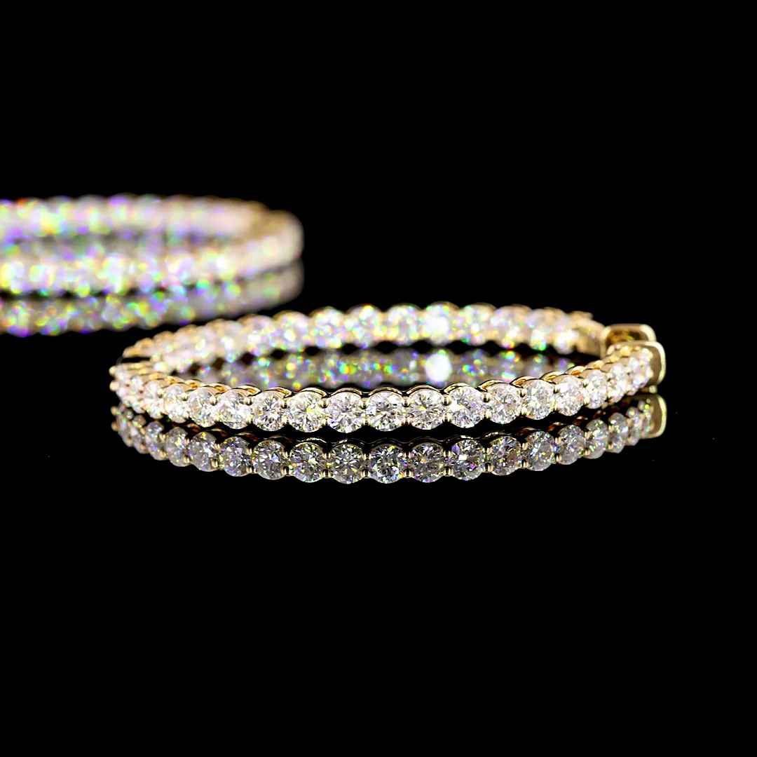 3.08 Cts 14k Yellow Gold Round Shape Hoops Earring - Image 4