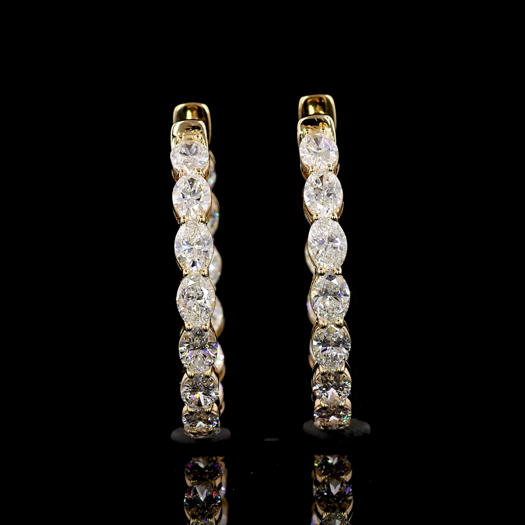 3.03 Cts 14k Yellow Gold Oval Shape Hoops Earring - Image 2