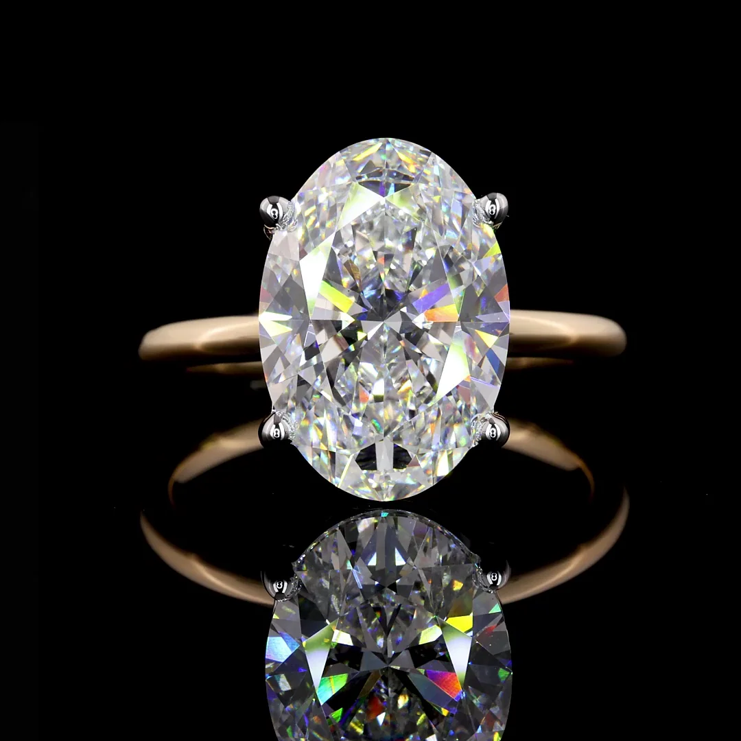 4.03 Cts 14k Two Tone Oval Shape Solitaire Ring - Image 2