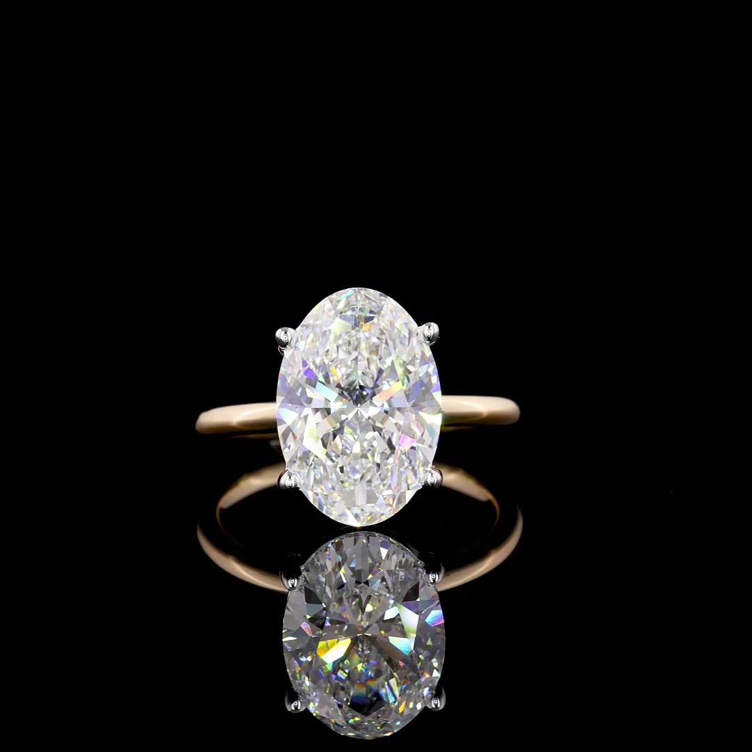 4.03 Cts 14k Two Tone Oval Shape Solitaire Ring - Video