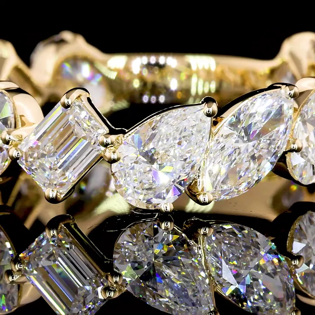 2.61 Cts 14k Yellow Gold Mix Shape 3/4 Band Eternity Band - Image 3