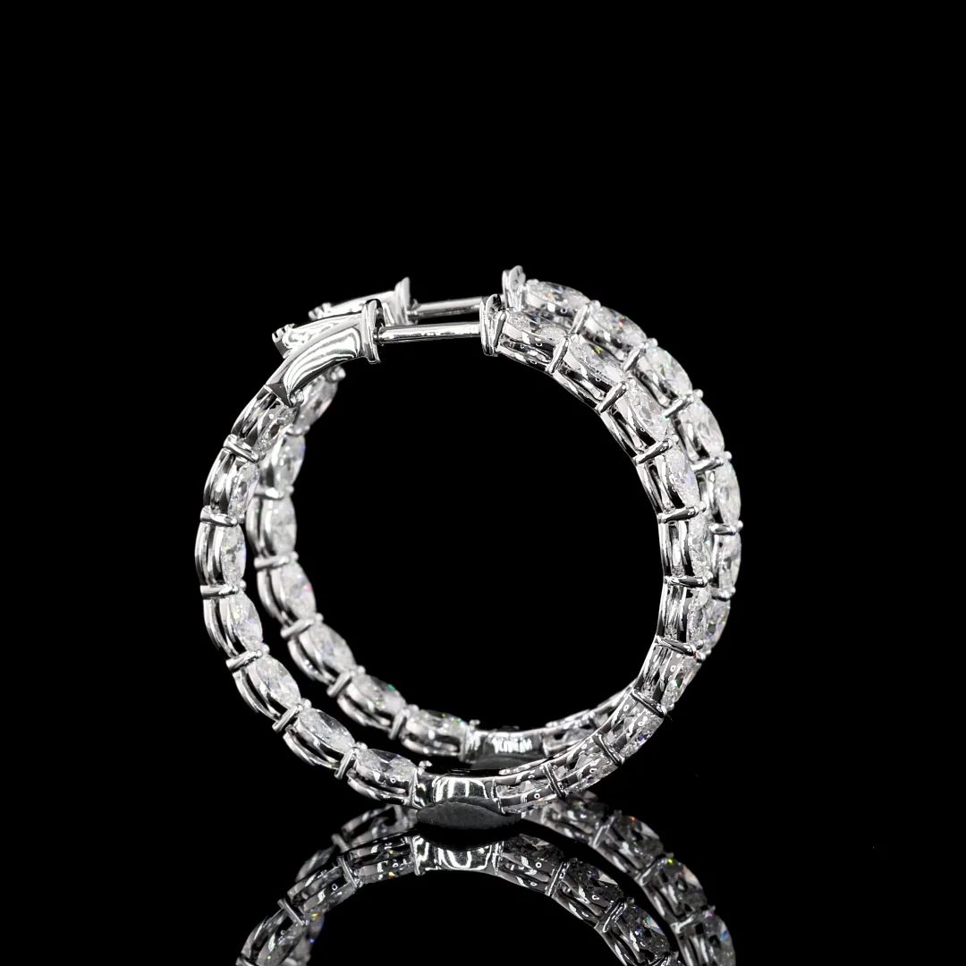 4.07 Cts 14k White Gold Oval Shape Hoops Earring - Video