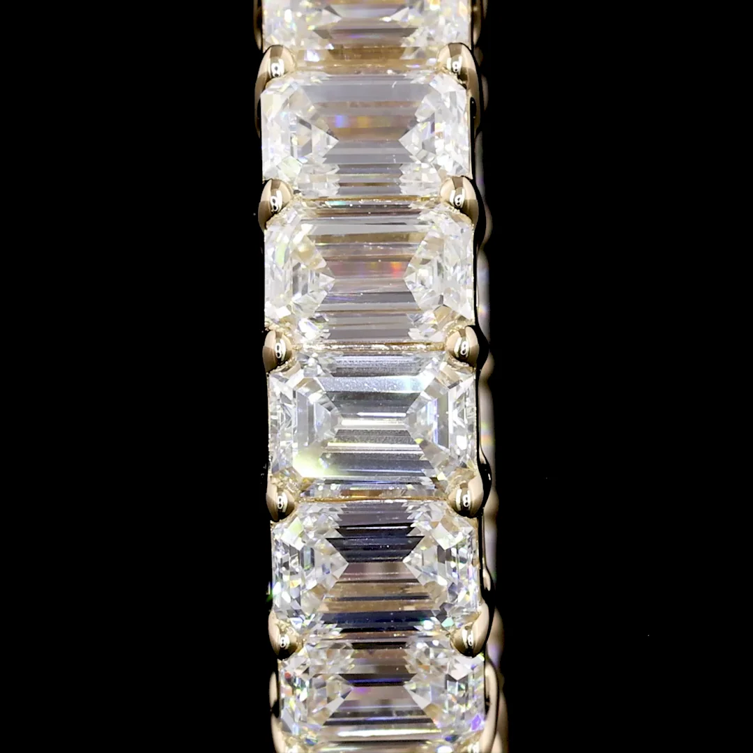 3.09 Cts 14k Yellow Gold Emerald Shape Huggies Earring - Image 2