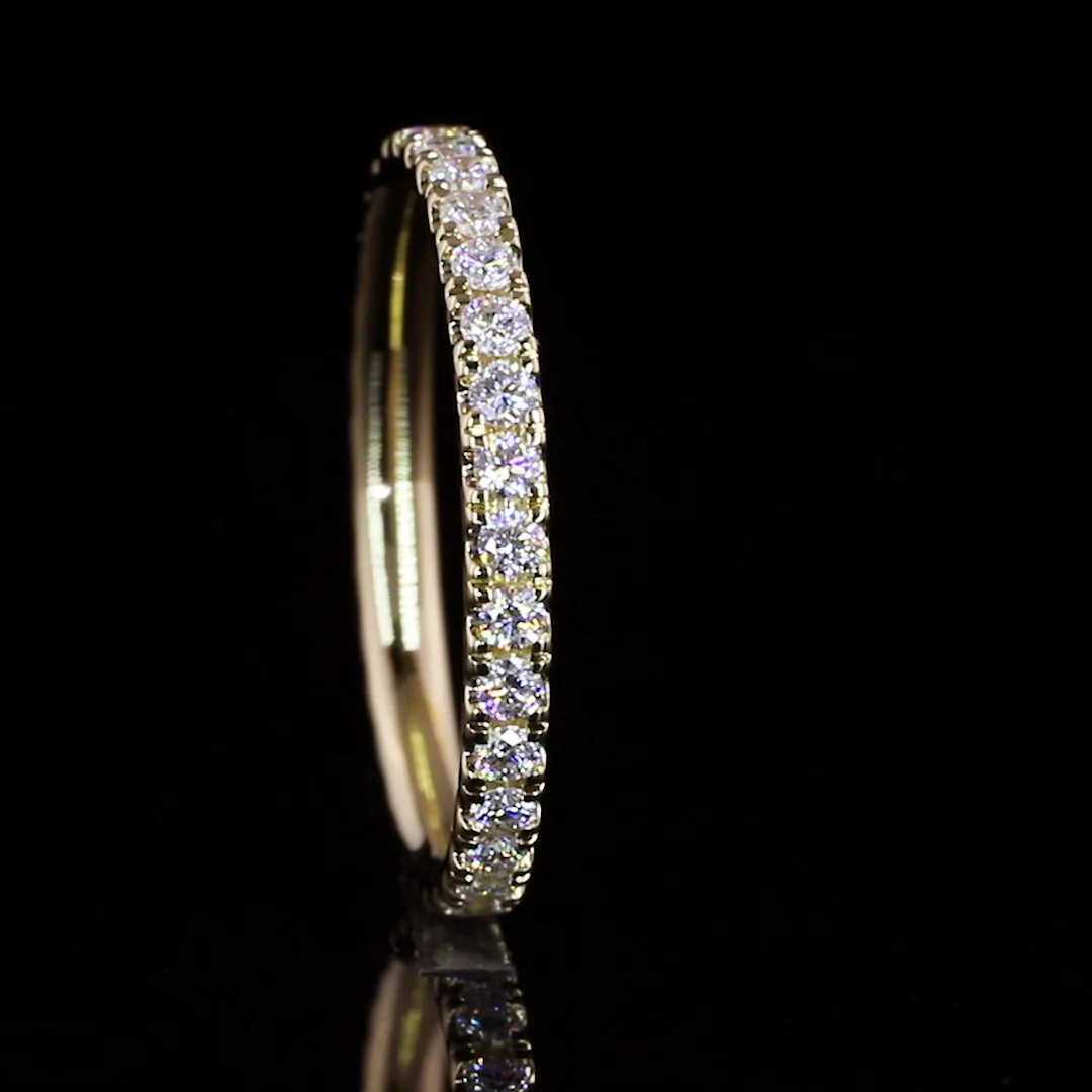 0.59 Cts 14k Yellow Gold Round Shape 3/4 Band Eternity Band - Image 4