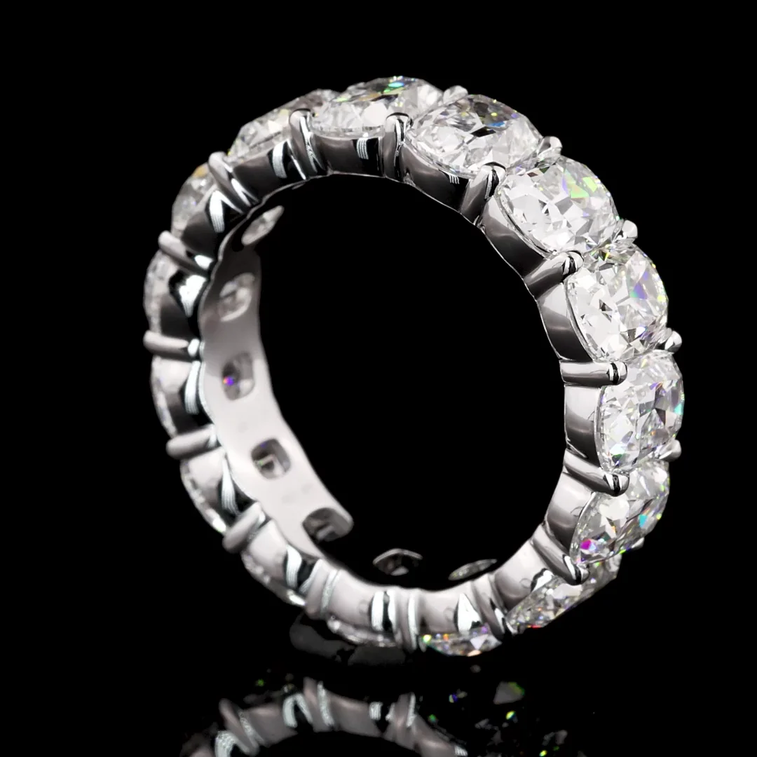 7.92 Cts 14k White Gold Antique Cushion Shape Eternity Band Eternity Band - Image 3