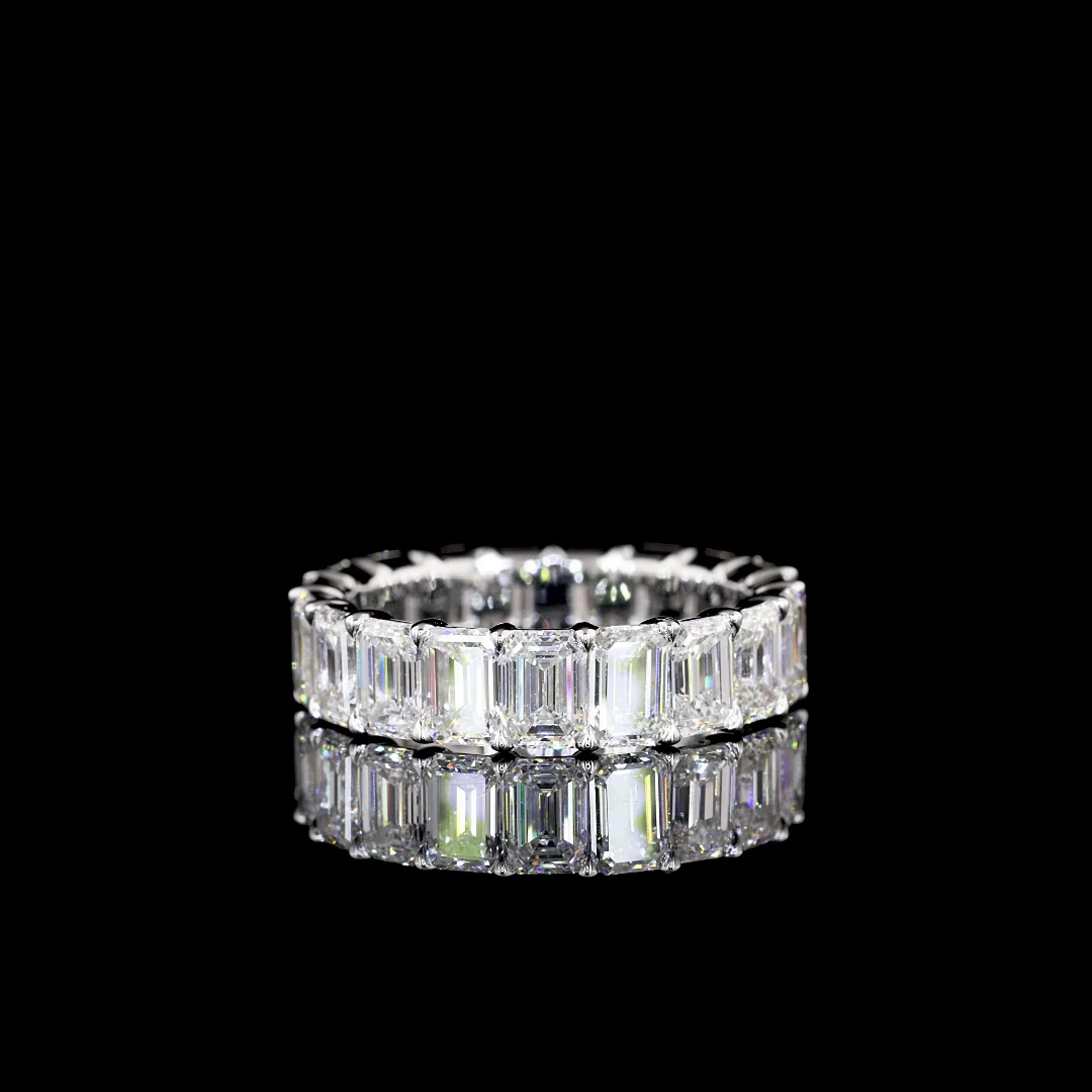 5.72 Cts 14k White Gold Emerald Shape Eternity Band Eternity Band - Video