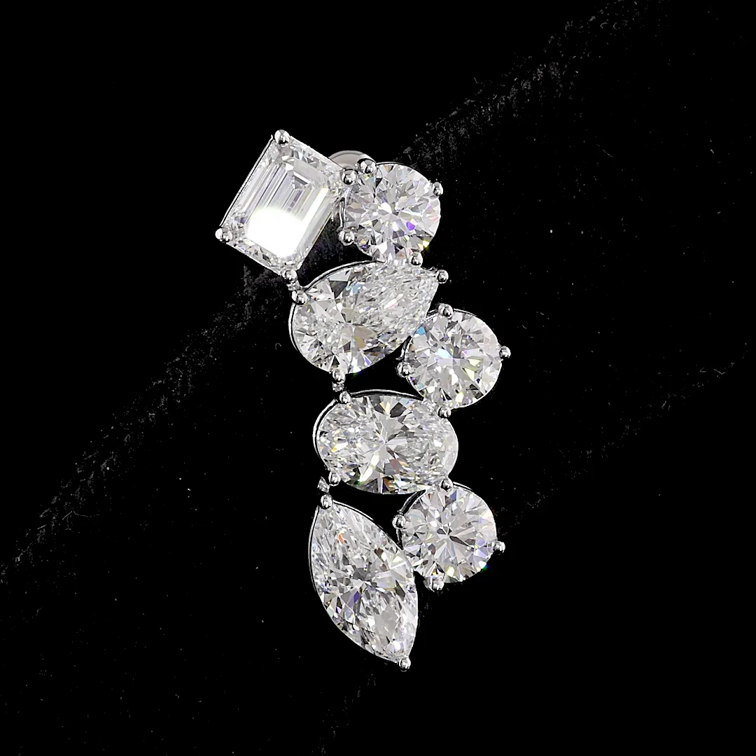 5.91 Cts 14k White Gold Mix Shape Crawler Earring - Image 3