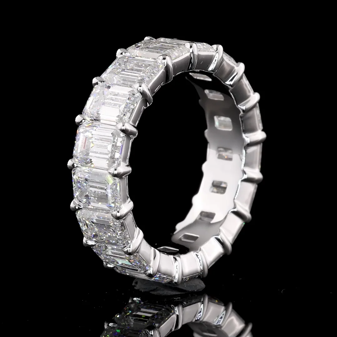 7.97 Cts 14k White Gold Emerald Shape Eternity Band Eternity Band - Image 4