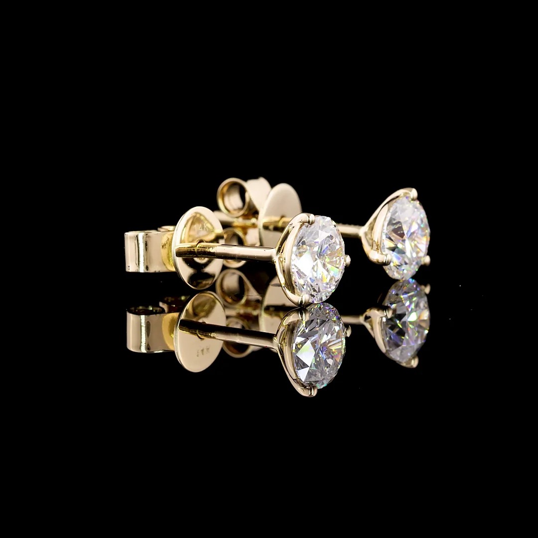 2.13 Cts 14k Yellow Gold Round Shape Martini Earring - Image 3