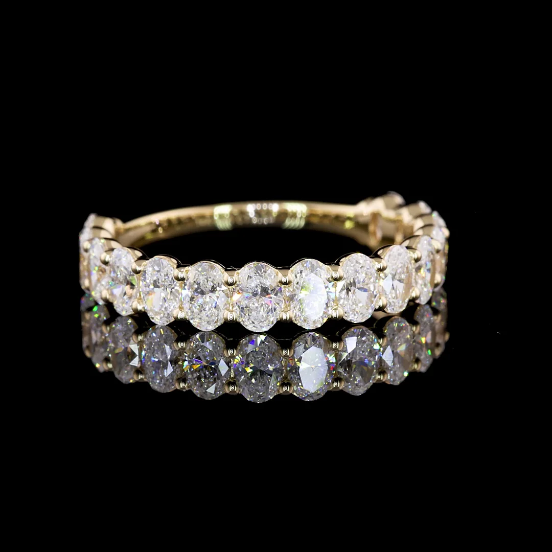 1.53 Cts 14k Yellow Gold Oval Shape Half Eternity Eternity Band - Video