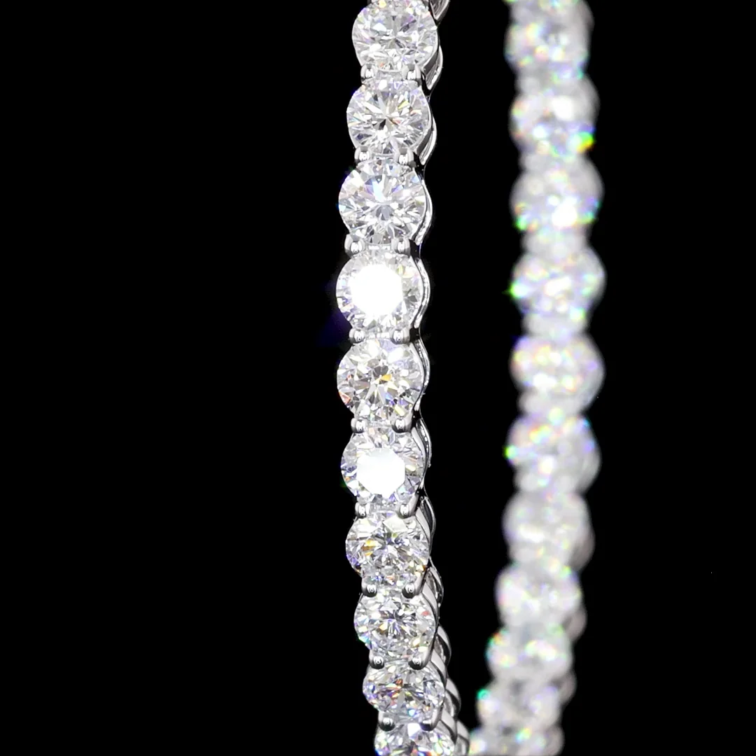 1.68 Cts 14k White Gold Round Shape Hoops Earring - Image 3