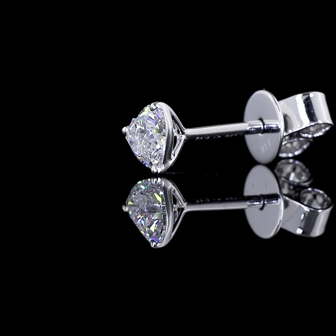 0.62 Cts 14k White Gold Heart Shape Studs Earring - Image 3
