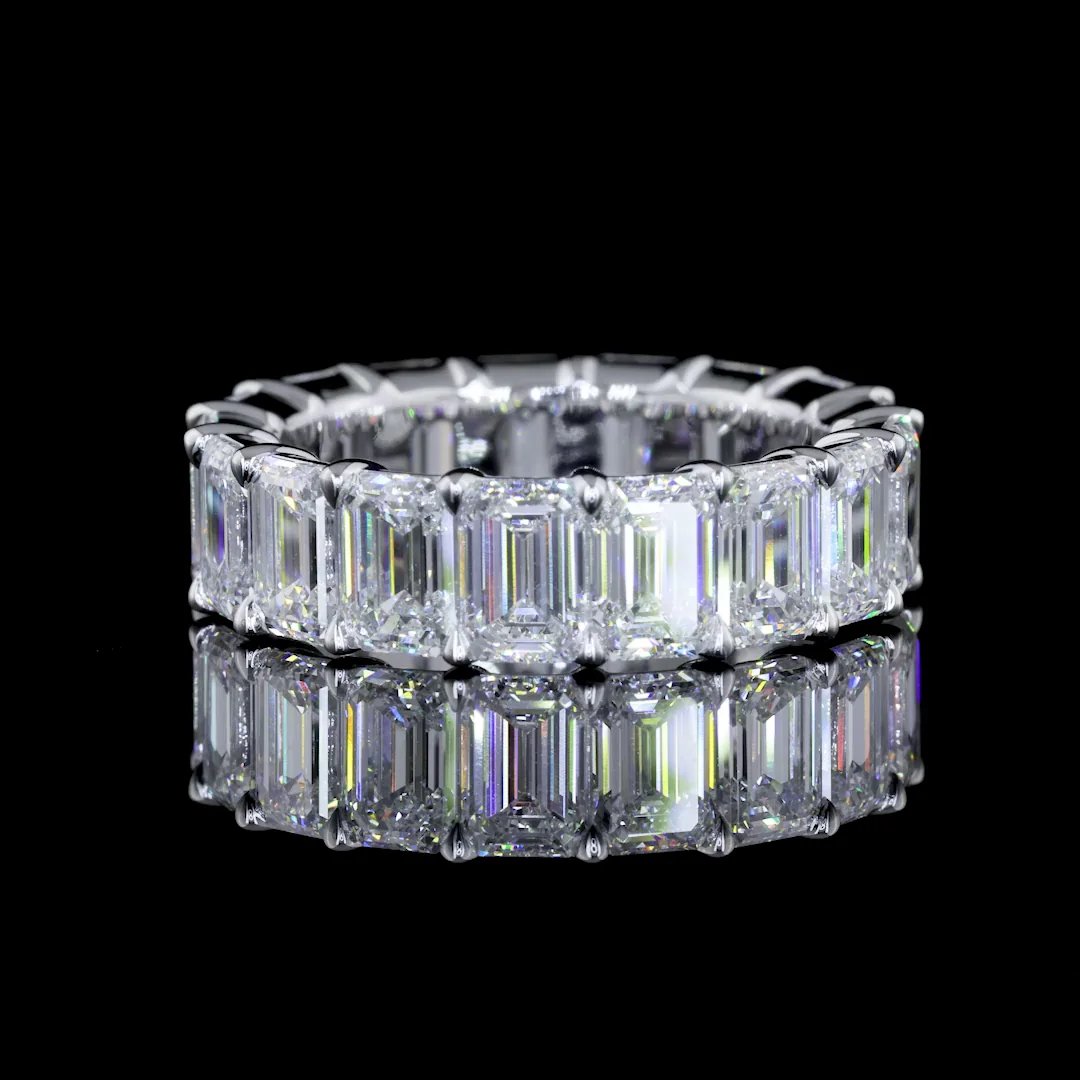 7.27 Cts 14k White Gold Emerald Shape Eternity Band Eternity Band - Video