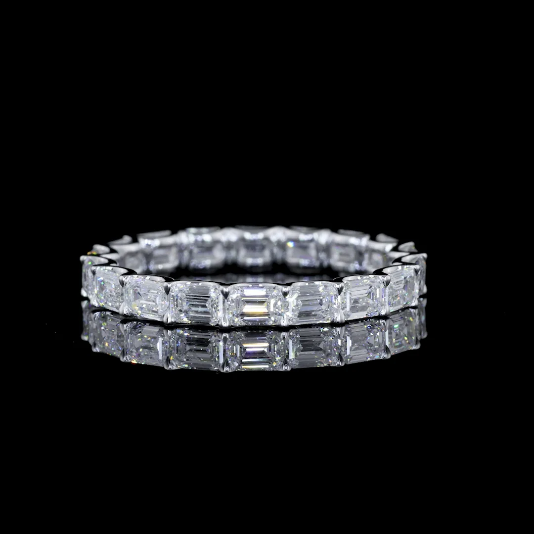 2.9 Cts 14k White Gold Emerald Shape Eternity Band Eternity Band - Video