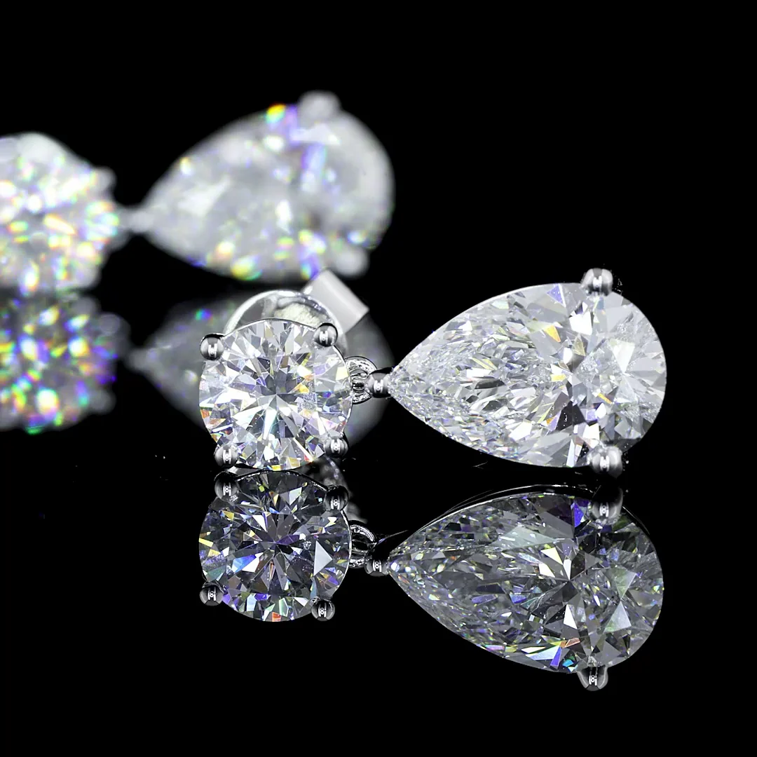 5.05 Cts 14k White Gold Mix Shape Hanging Earring - Image 4