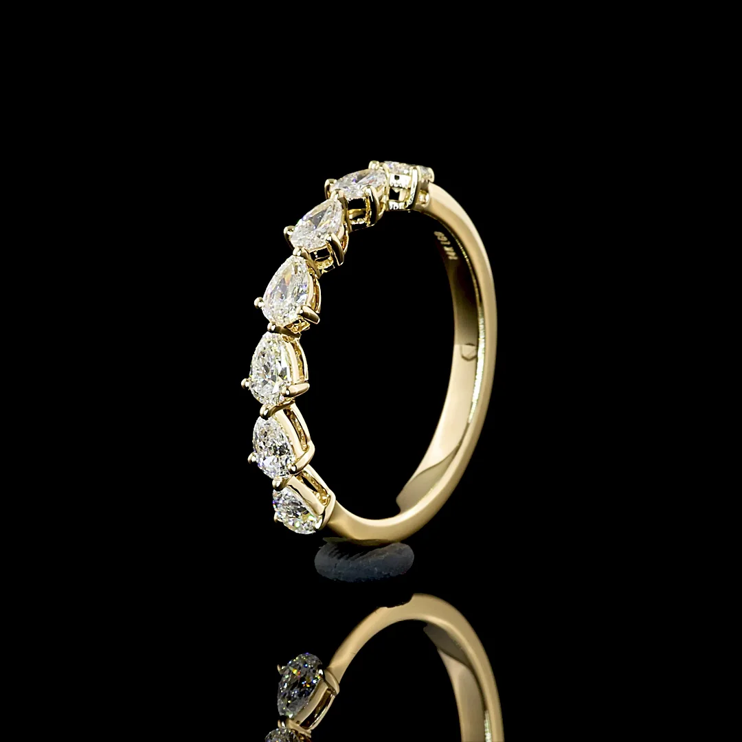 0.73 Cts 14k Yellow Gold Pear Shape Half Eternity Eternity Band - Image 4