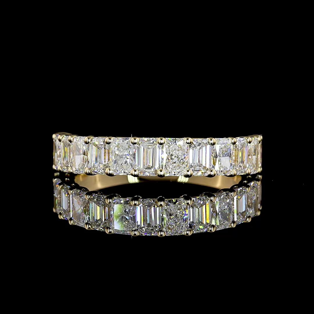 1.85 Cts 14k Yellow Gold Radiant Shape Half Eternity Eternity Band - Video