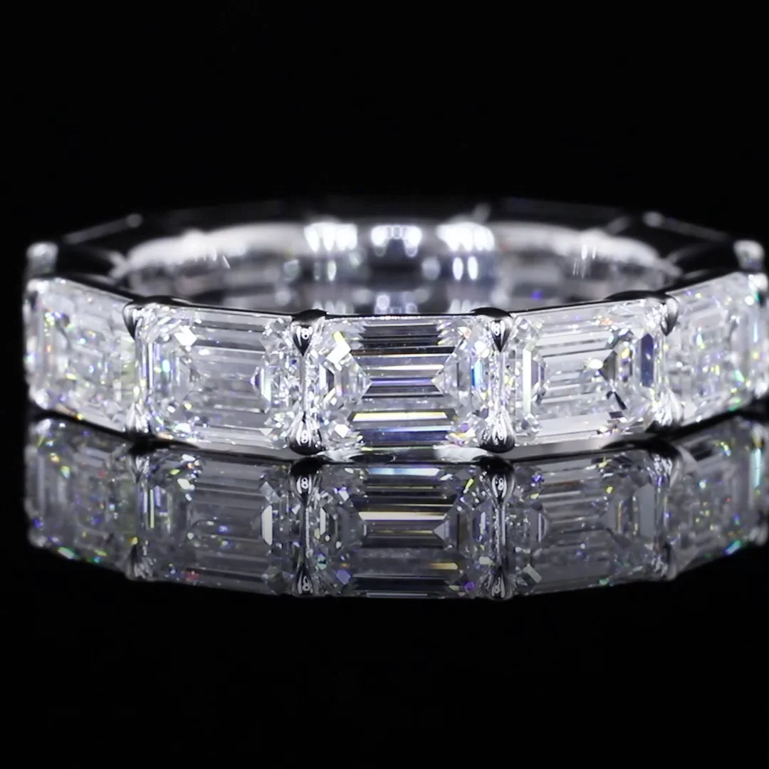 5.29 Cts 14k White Gold Emerald Shape Eternity Band Eternity Band - Image 2