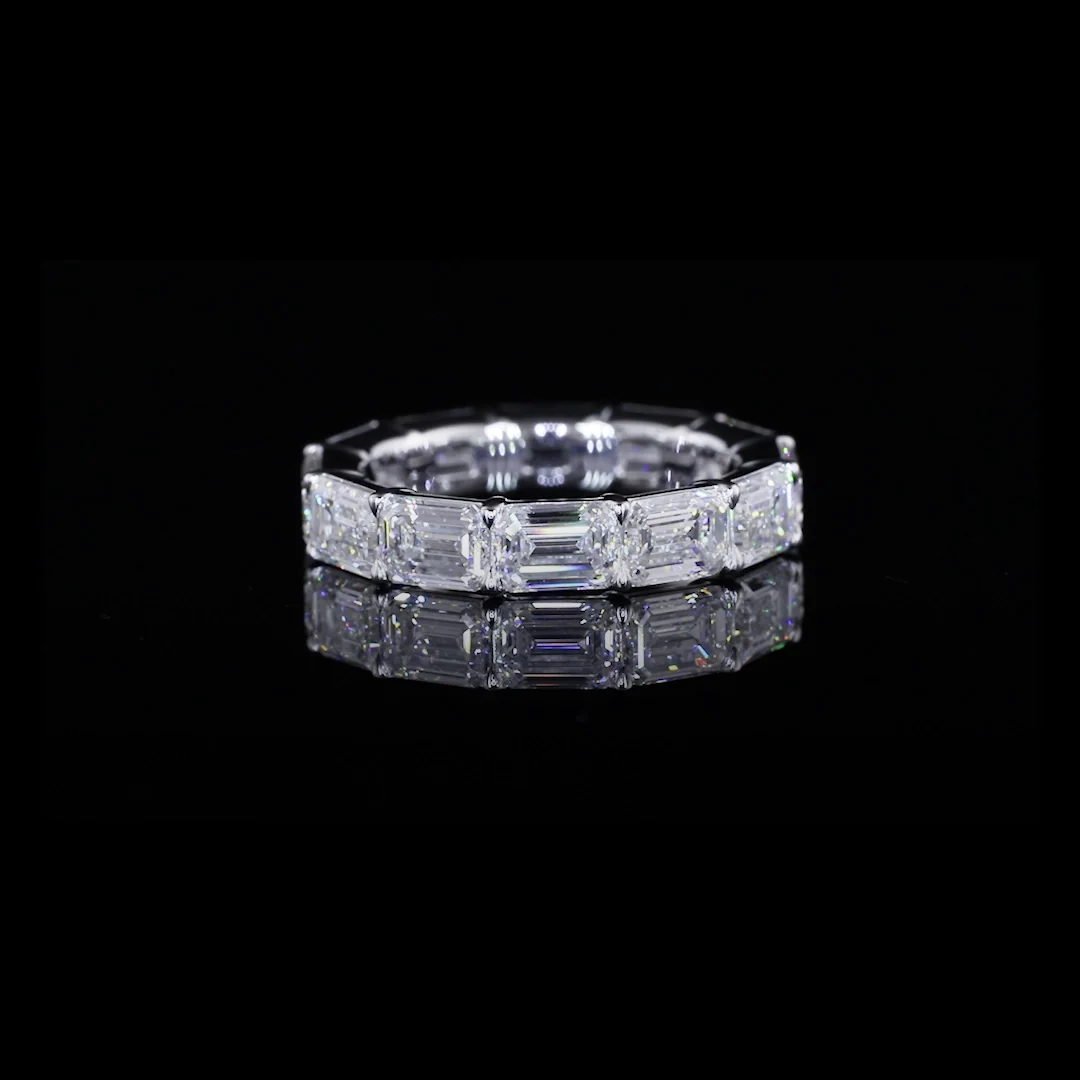5.29 Cts 14k White Gold Emerald Shape Eternity Band Eternity Band - Video