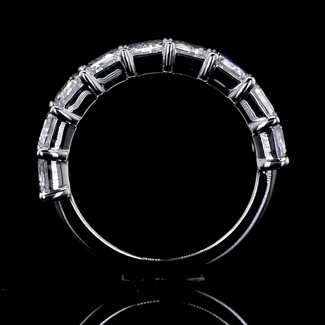 4.44 Cts 14k White Gold Emerald Shape Half Eternity Eternity Band - Image 3