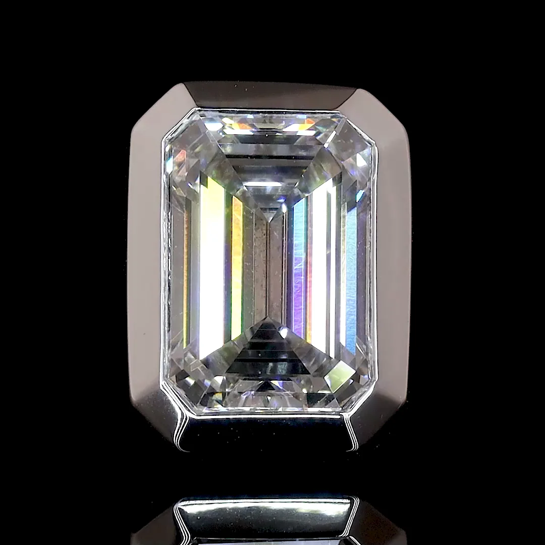 3.41 Cts 14k White Gold Emerald Shape Studs Earring - Image 3