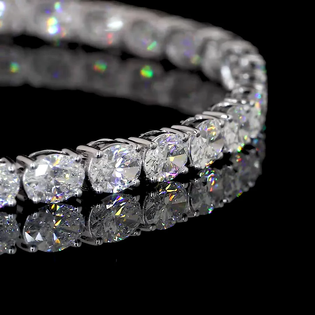 7.59 Cts 14k White Gold Oval Shape Tennis Bracelet - Image 4
