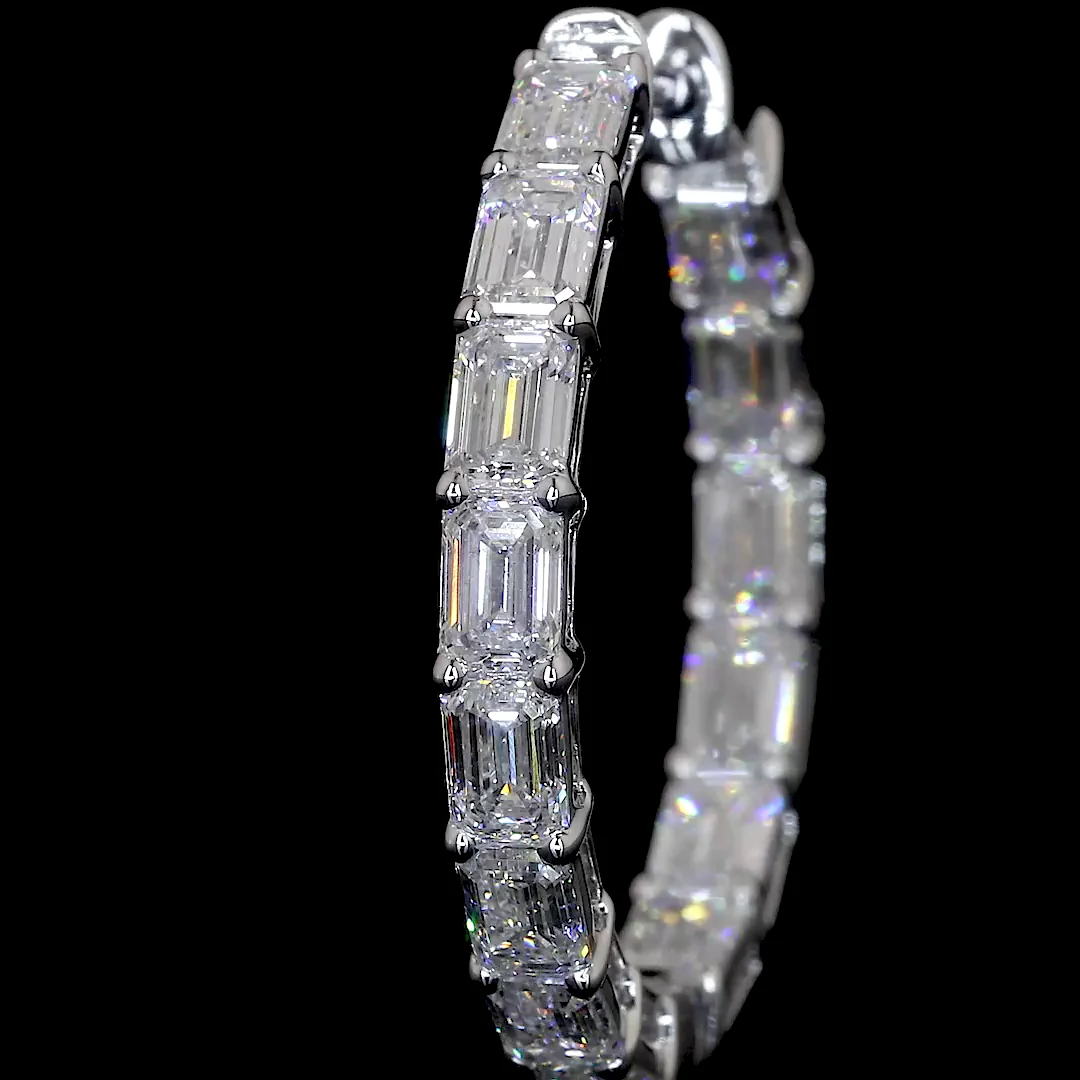 5.5 Cts 14k White Gold Emerald Shape Hoops Earring - Image 4